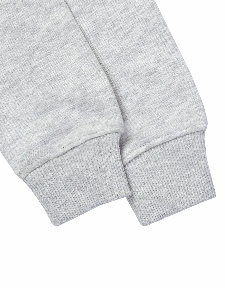 Ladie's Short Body Fleece Sweat Shirt-Light Grey