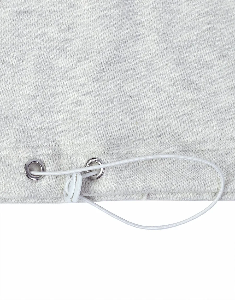 Ladie's Short Body Fleece Sweat Shirt-Light Grey