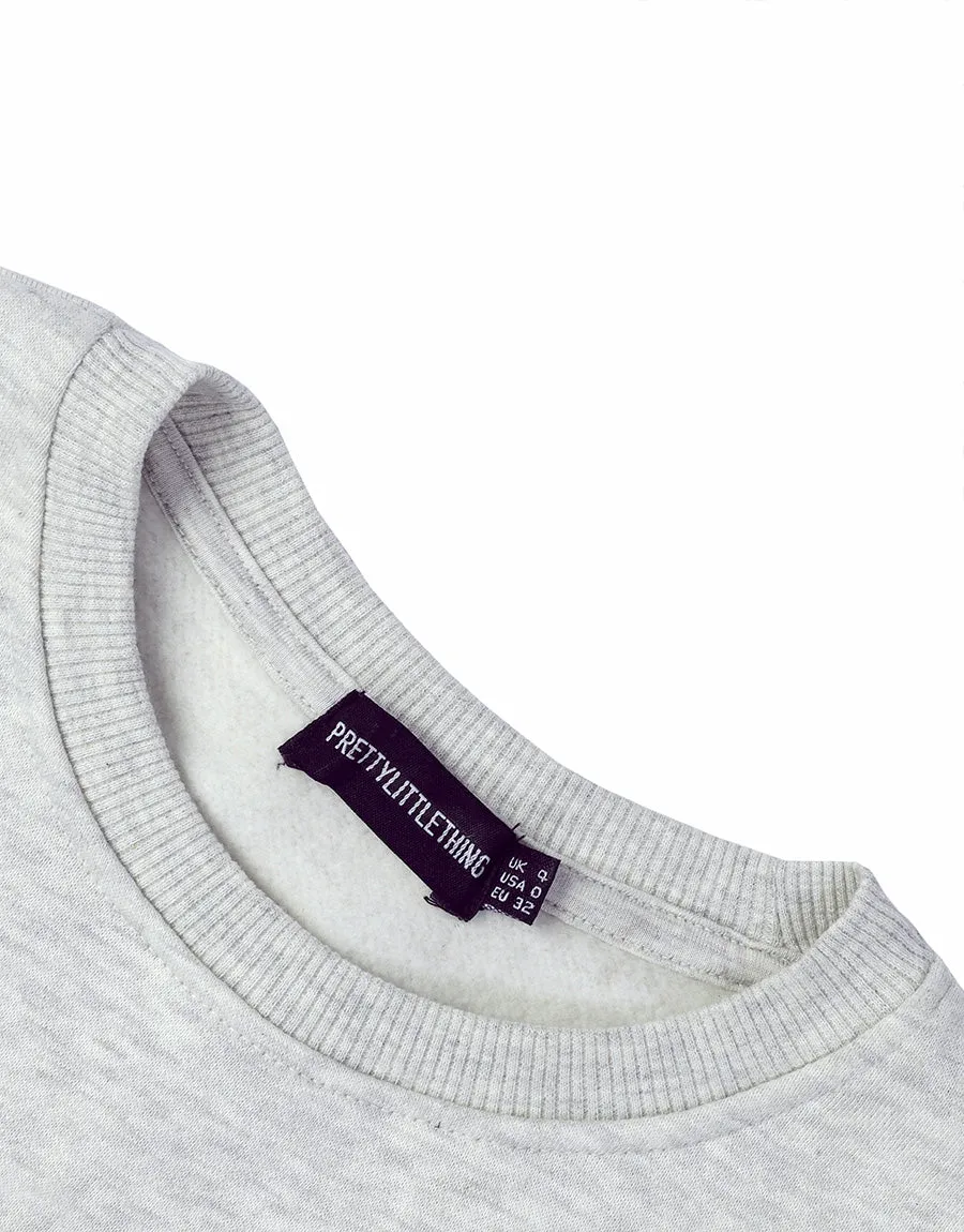 Ladie's Short Body Fleece Sweat Shirt-Light Grey