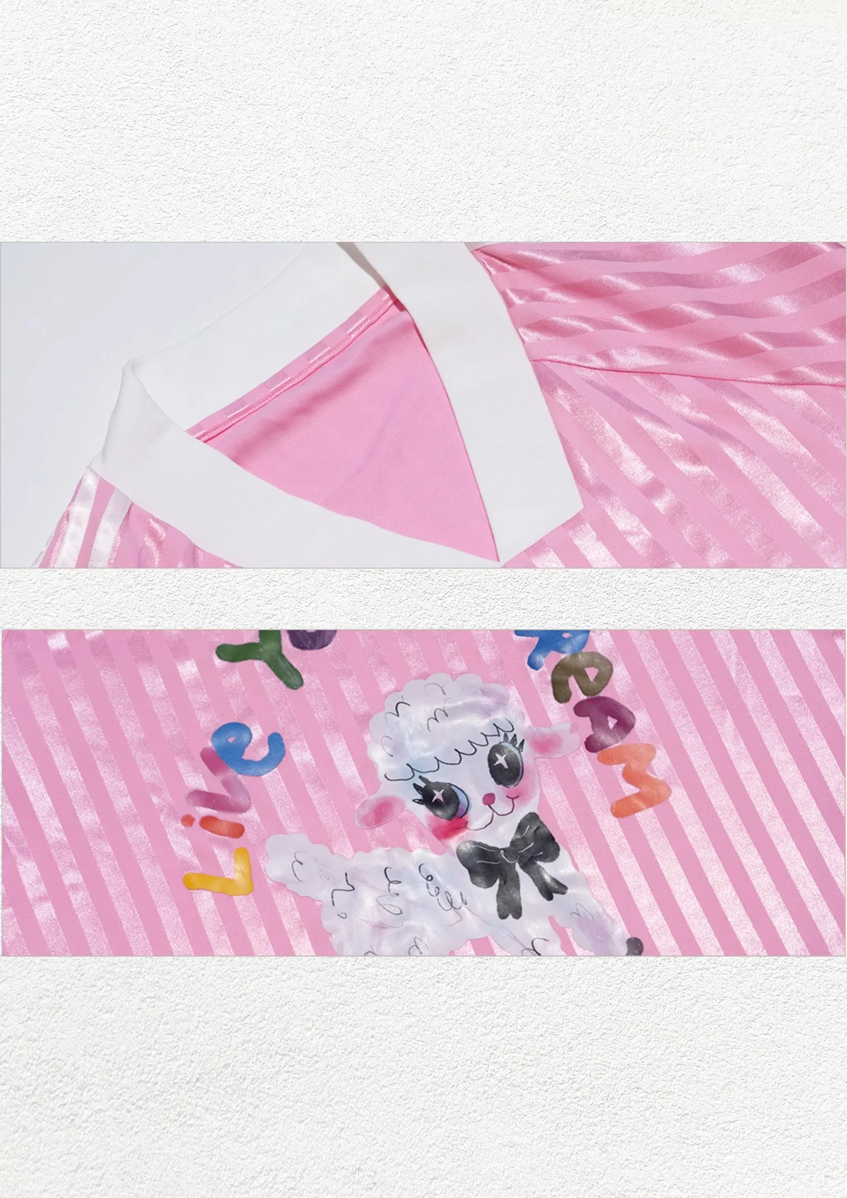 Lamb striped baseball jersey - soft pink