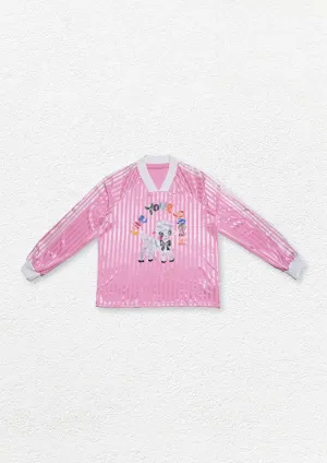 Lamb striped baseball jersey - soft pink