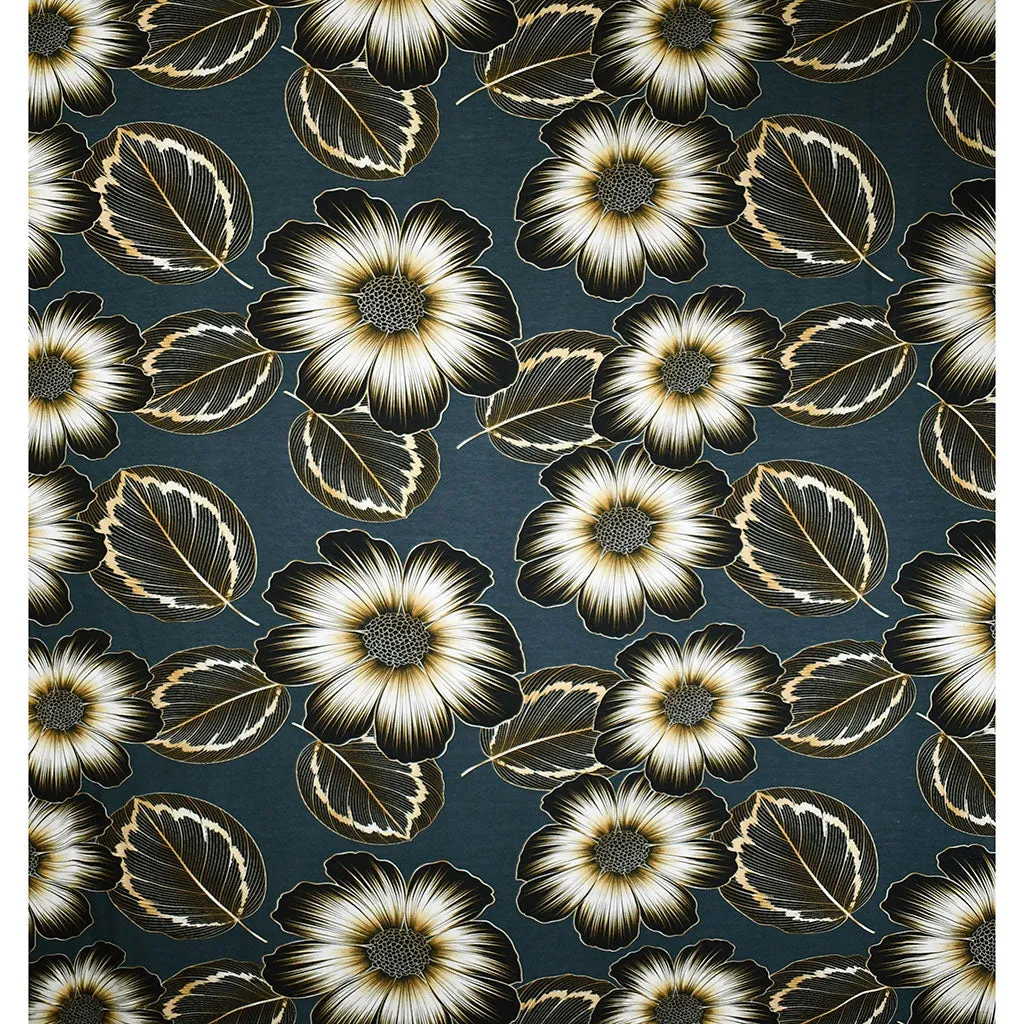 Large Scale Sketch Floral Cotton Modal French Terry Ocean