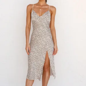 Leopard Print Sleeveless V-neck Cami Sexy Dress