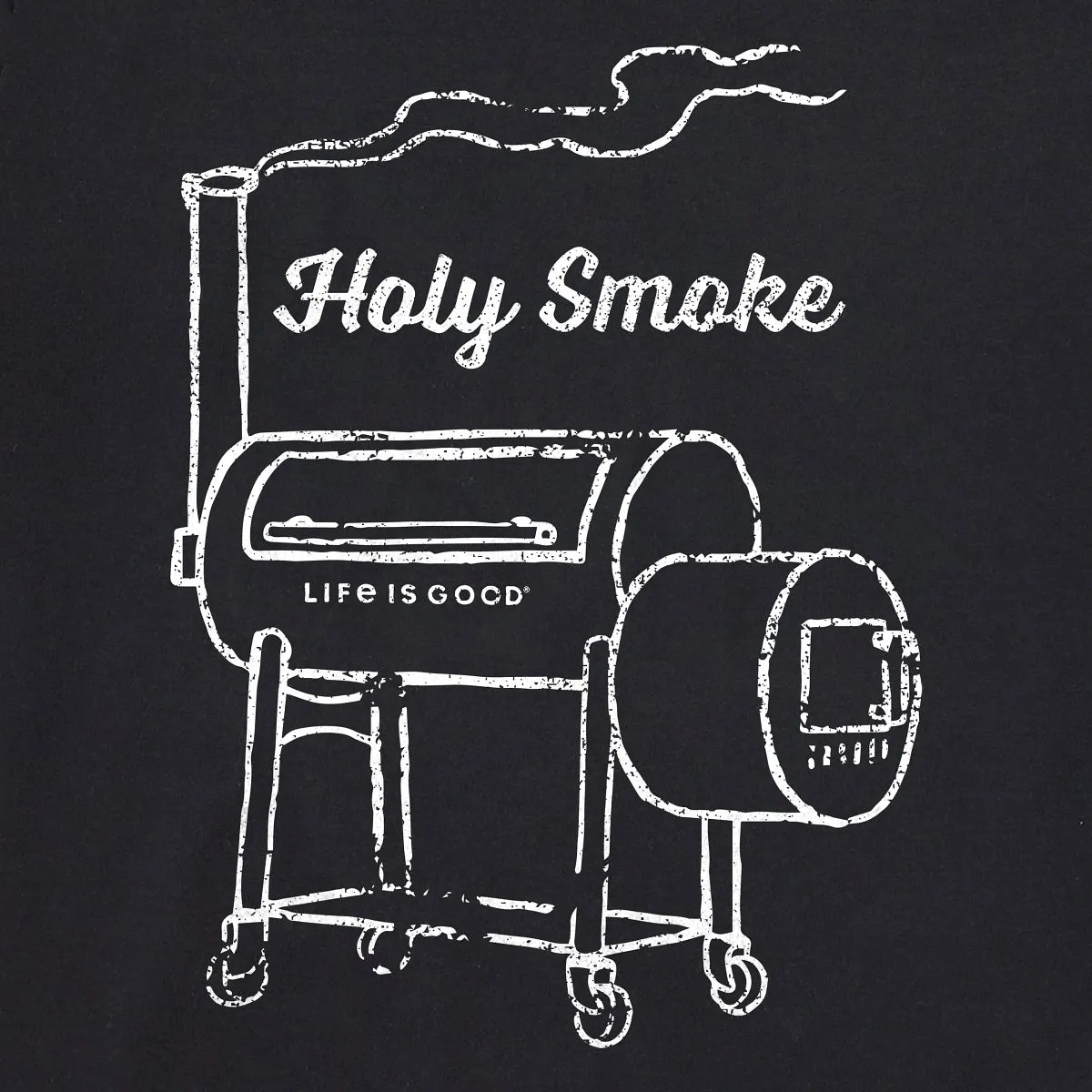 Life is Good. Men's Holy Smoke Smoker Short Sleeve Crusher Lite Tee, Jet Black