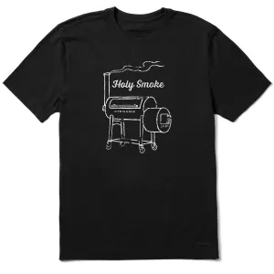 Life is Good. Men's Holy Smoke Smoker Short Sleeve Crusher Lite Tee, Jet Black