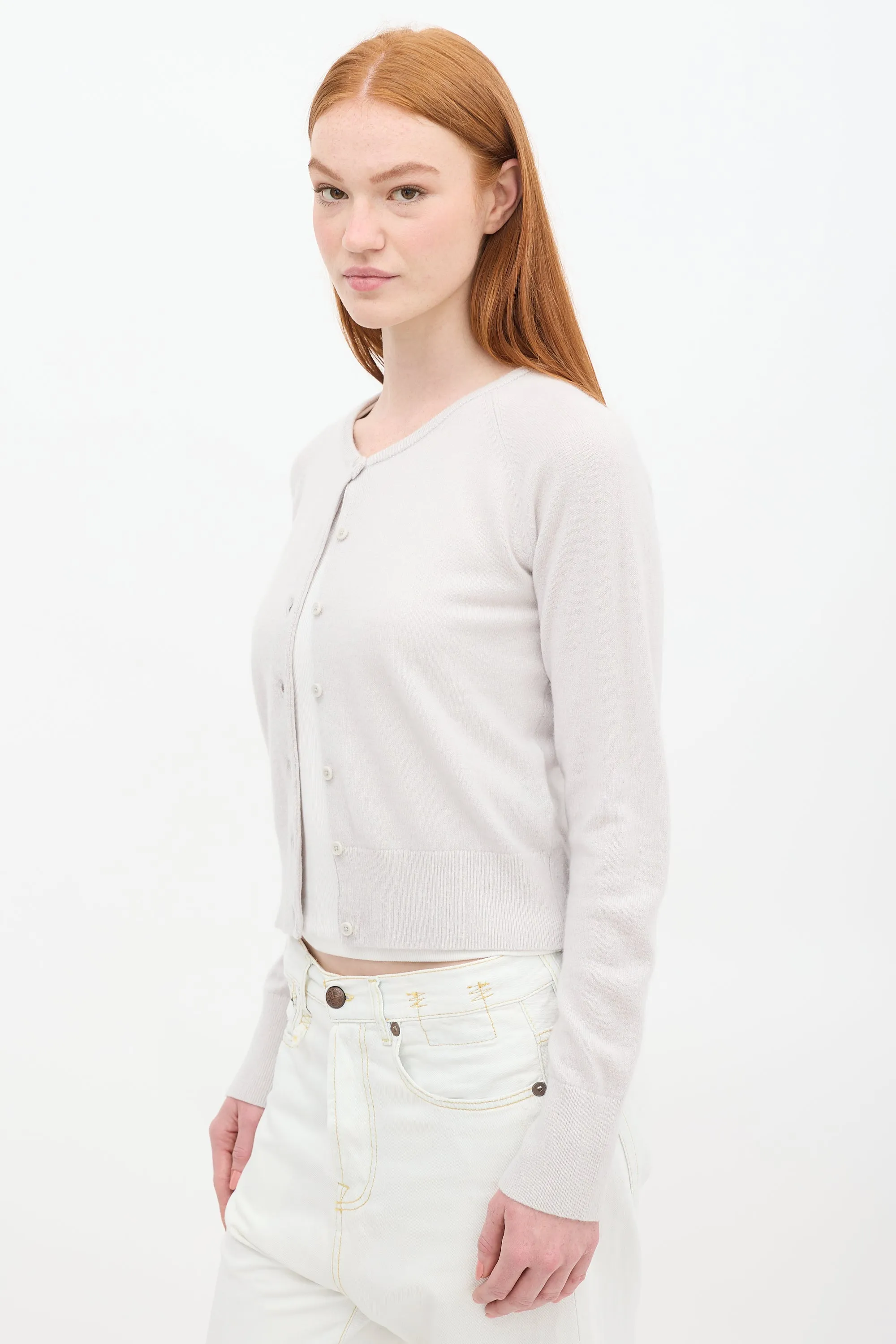 Light Grey Cashmere Knit Cardigan