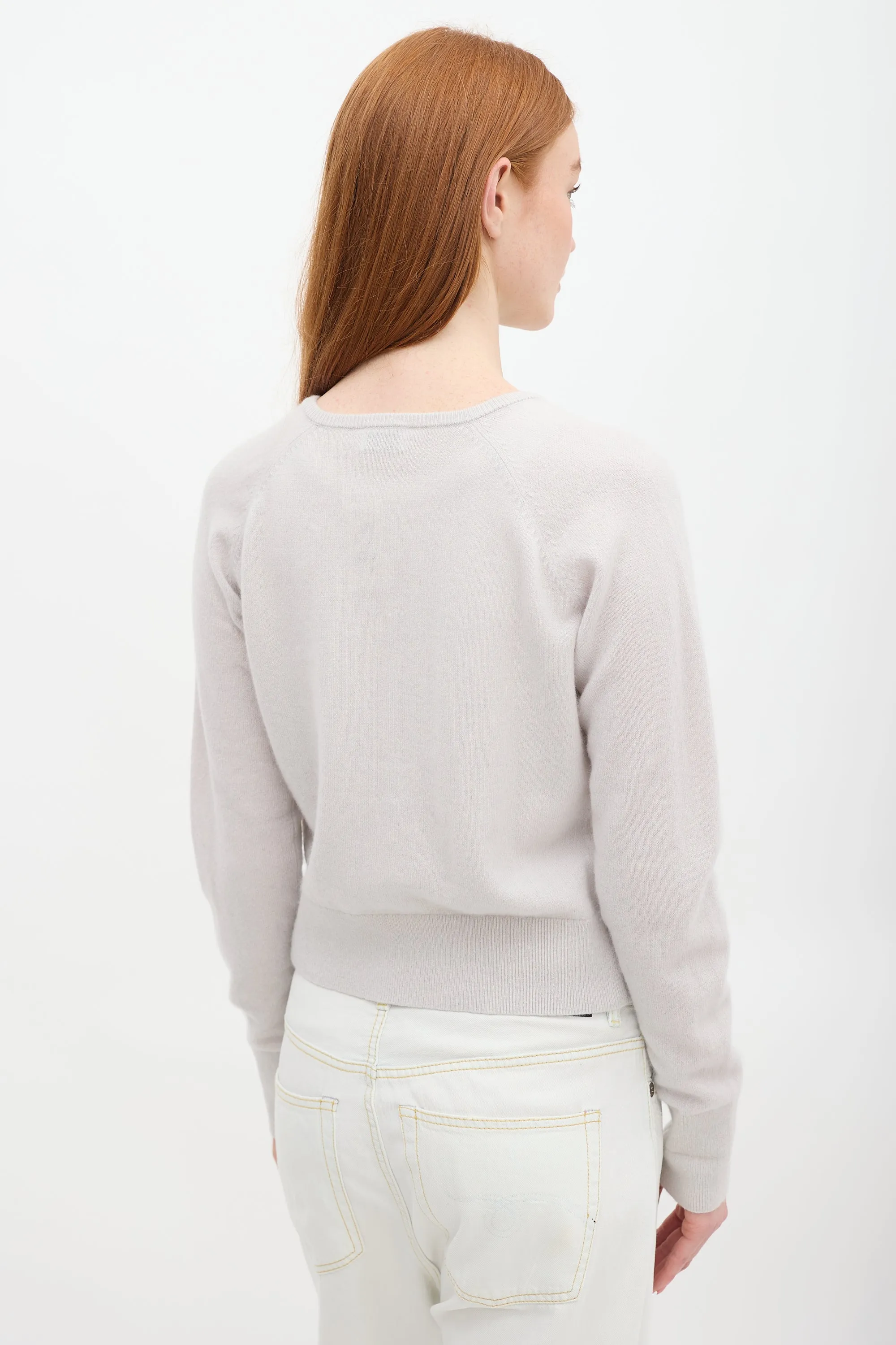 Light Grey Cashmere Knit Cardigan