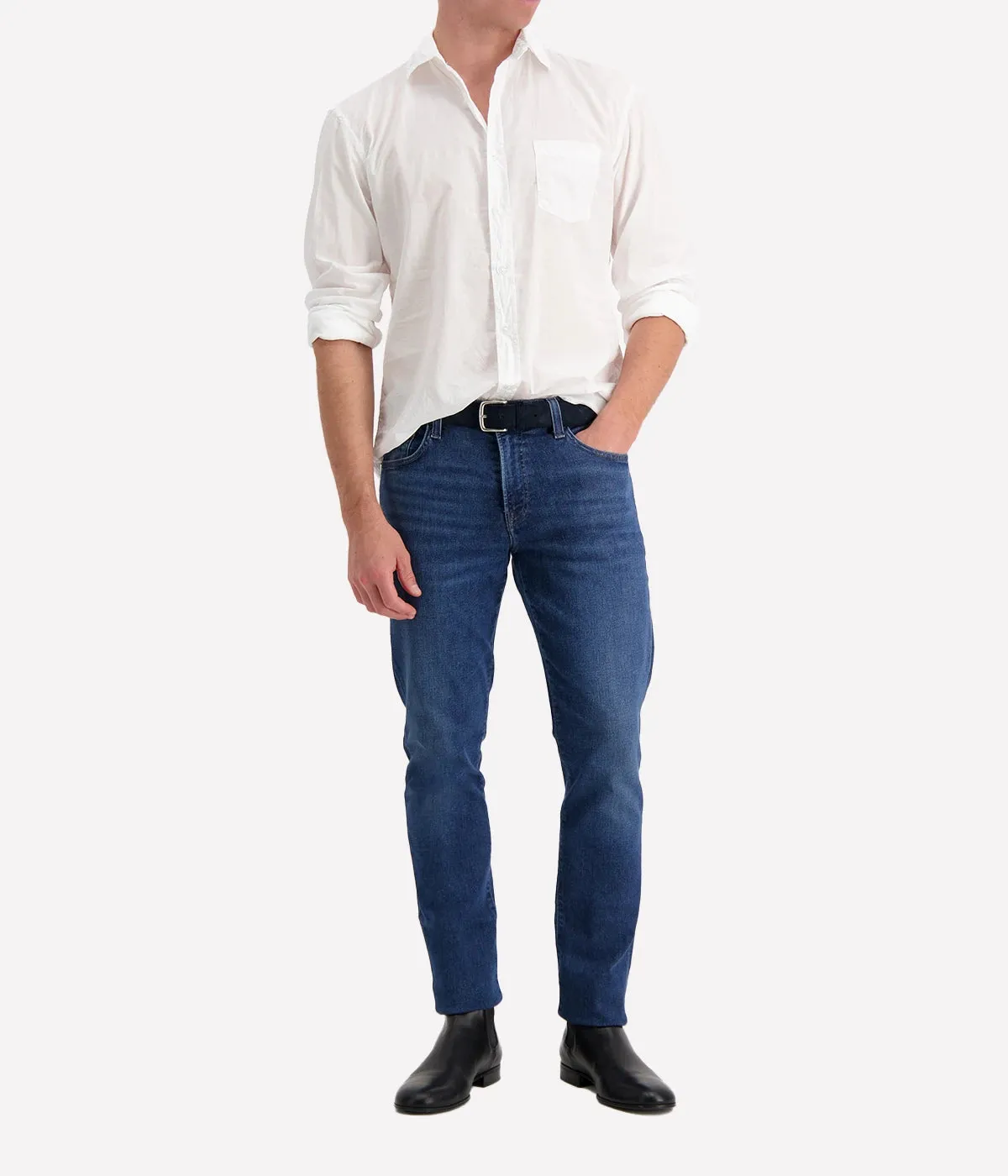 Luke Woven Button Up Shirt Light Poplin in White
