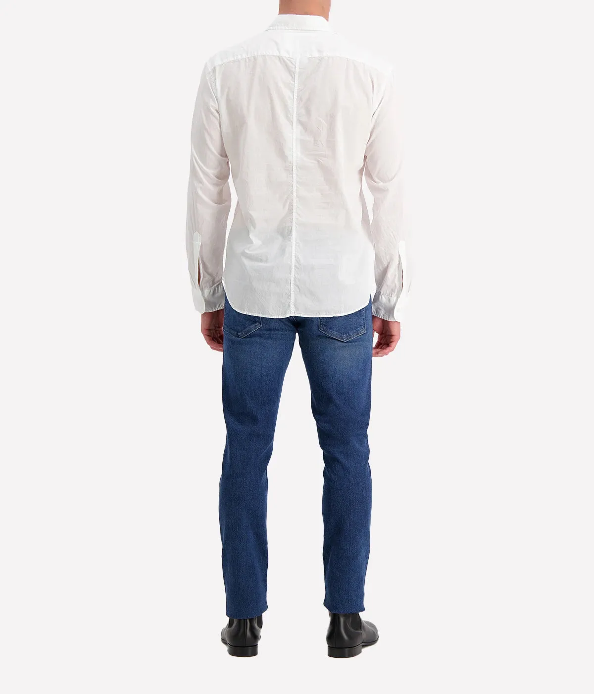Luke Woven Button Up Shirt Light Poplin in White