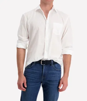 Luke Woven Button Up Shirt Light Poplin in White