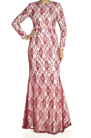 Maroon Elegance Lace Maxi dress