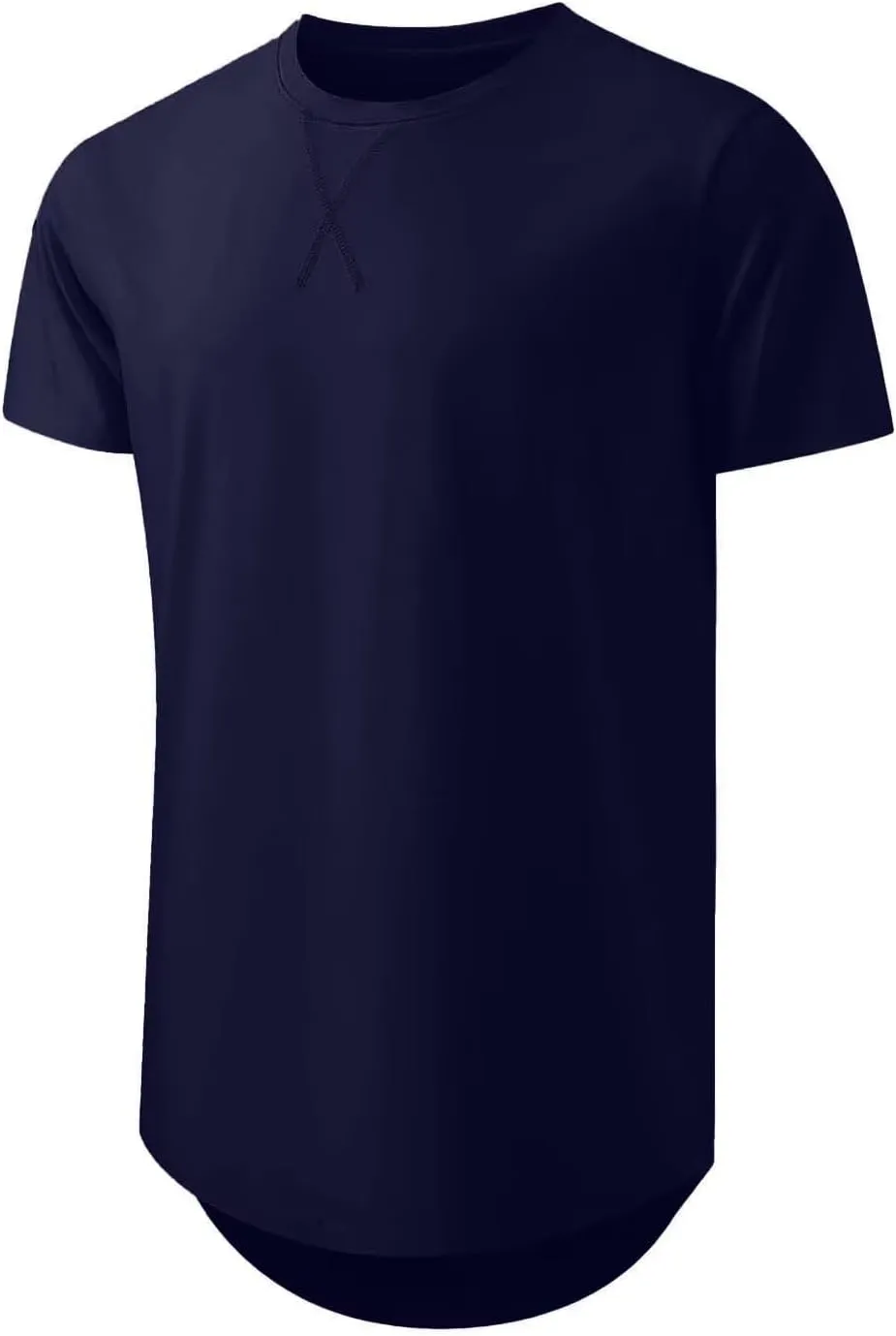 Mens 3 Pack Crewneck T-Shirts Short Sleeve Hipster Hip Hop Longline Classic Tee Tops