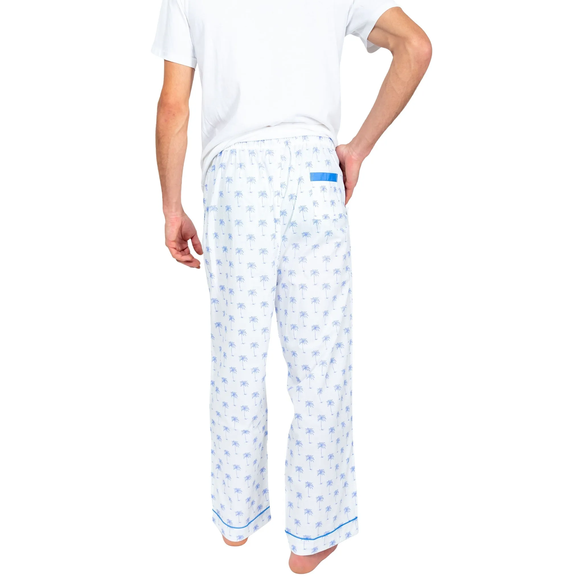 Men's Blue Palm Tree Pj Pants