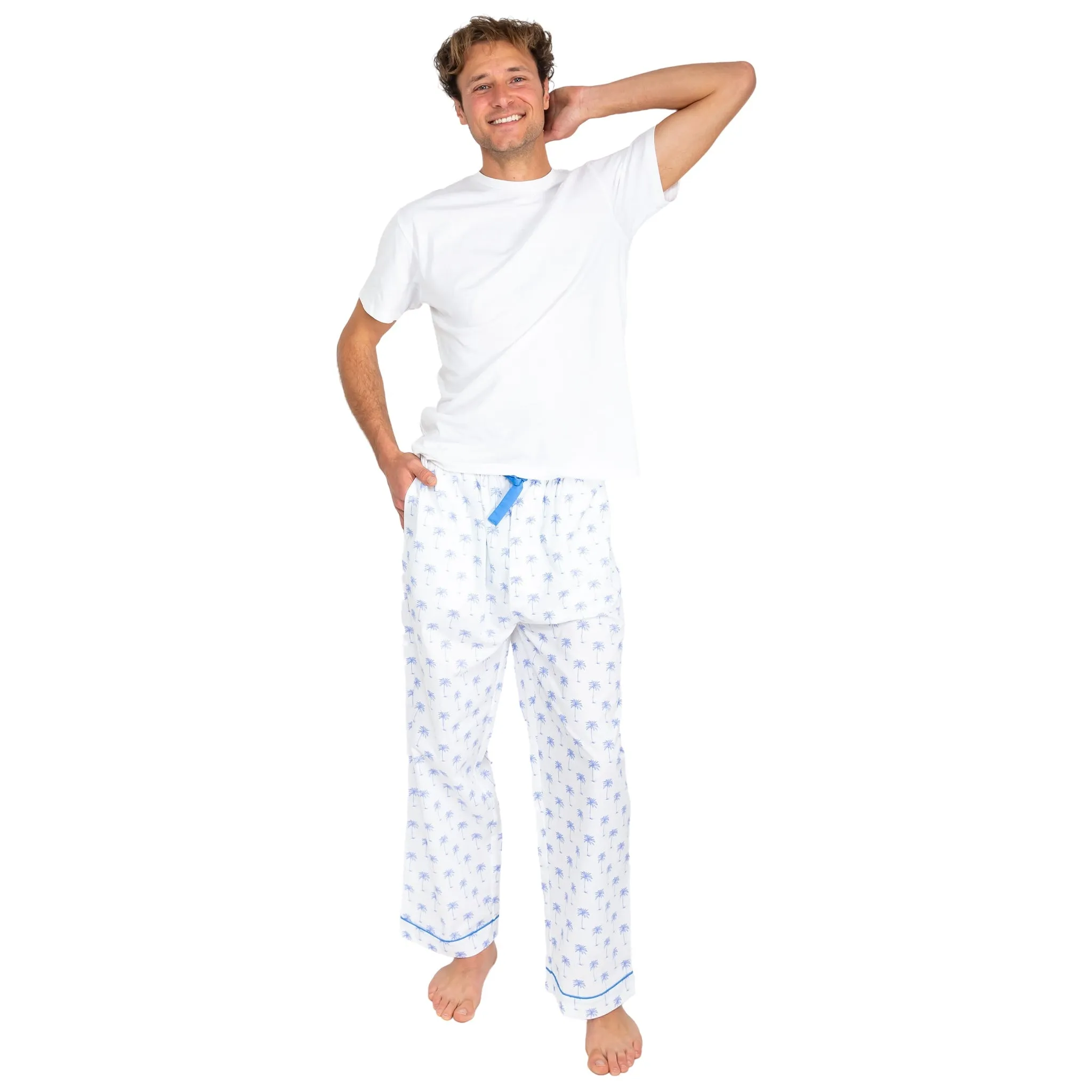 Men's Blue Palm Tree Pj Pants