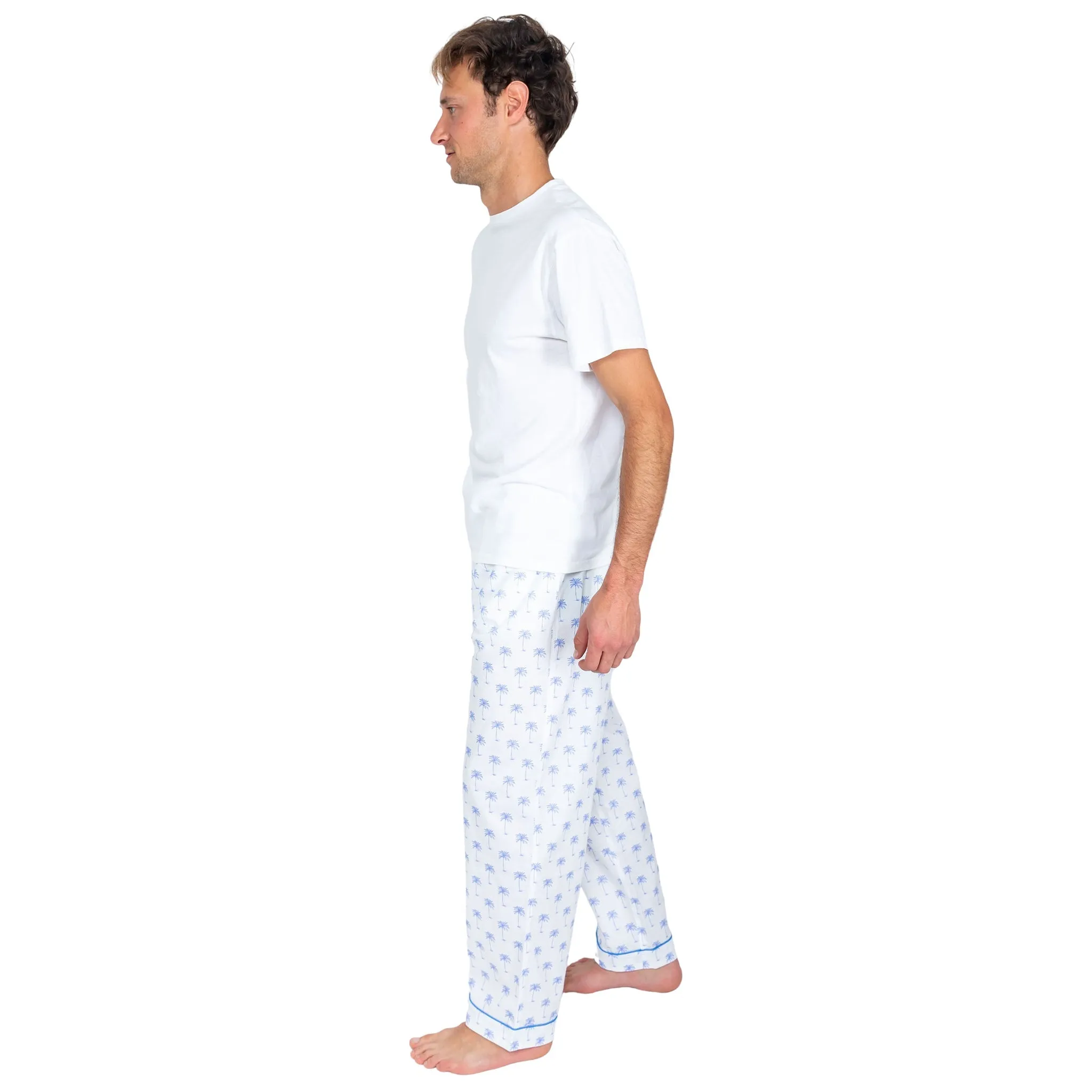Men's Blue Palm Tree Pj Pants
