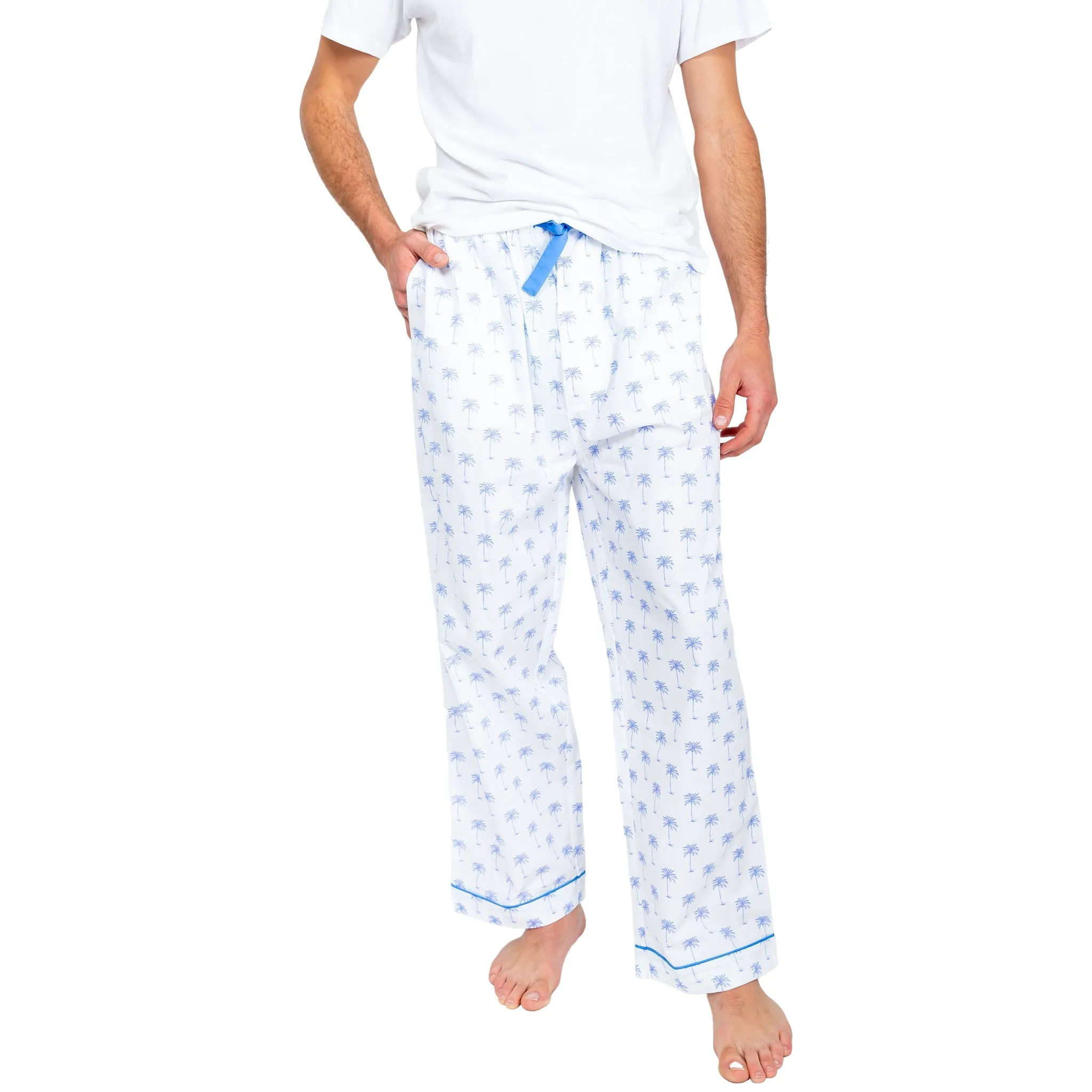 Men's Blue Palm Tree Pj Pants