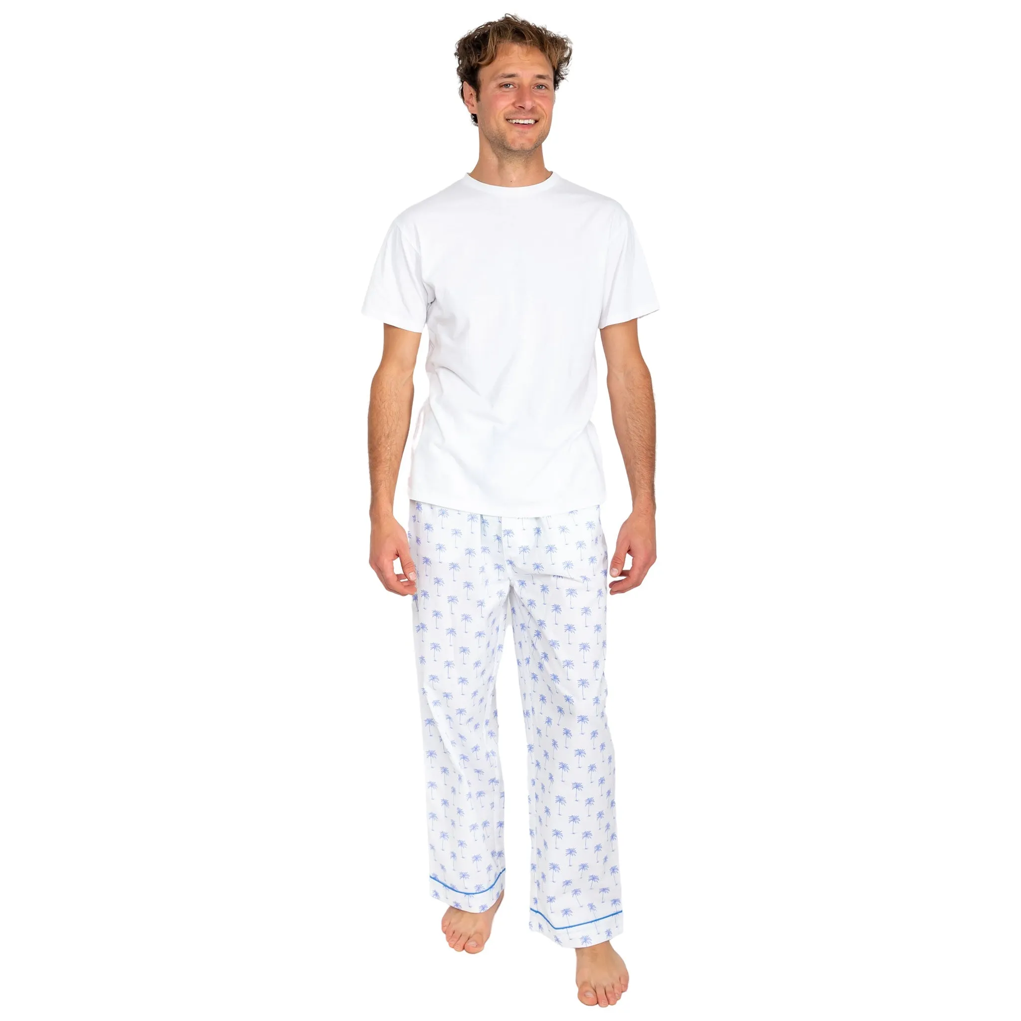 Men's Blue Palm Tree Pj Pants
