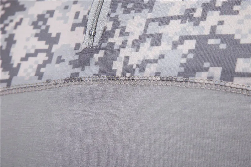 Men's Camouflage Stitching Casual T-Shirt Stand Collar Long Sleeve Lightweight Jumper | 1815-G11