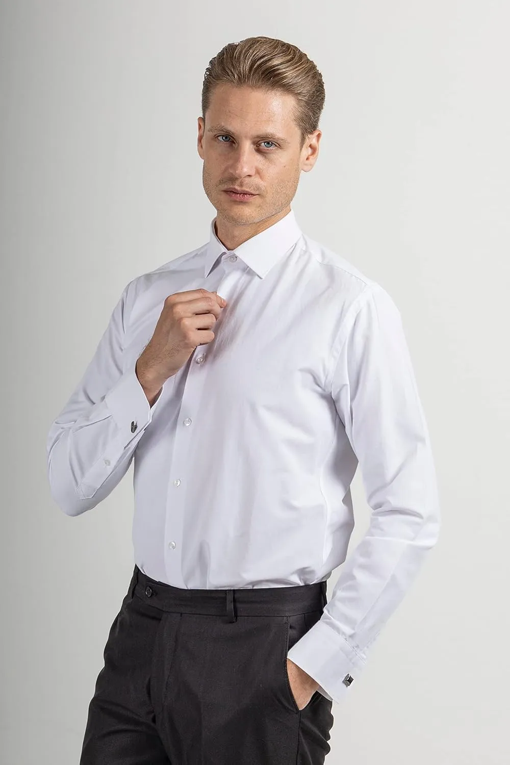 Mens Shirts | Mens Long Sleeve Shirt | French Cuff Dress Shirts for Men | Mens Stylish Formal Shirts | Button Up Shirt Men