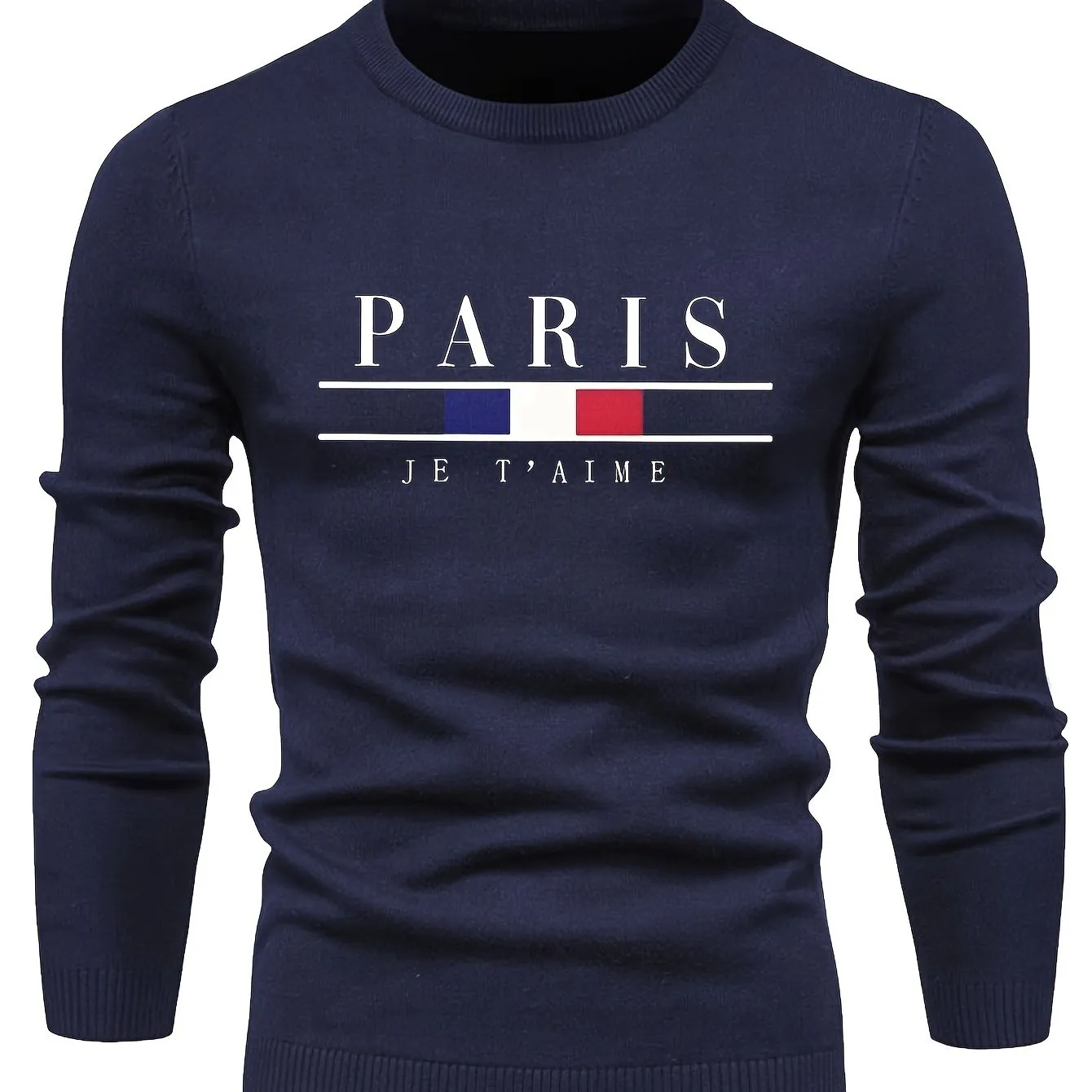 Men's Skinny Sweater with Paris Printed Design | Casual Pullover