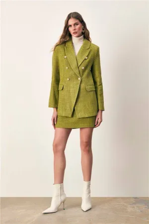 Mini Tweed Skirt - Lime