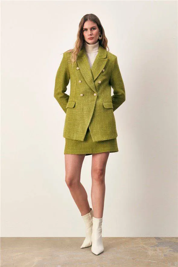 Mini Tweed Skirt - Lime