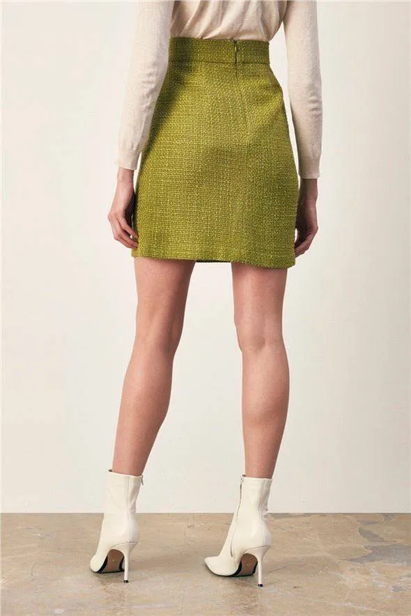 Mini Tweed Skirt - Lime