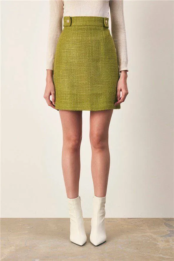 Mini Tweed Skirt - Lime