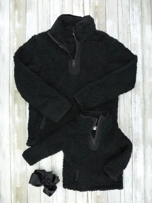 Mom & Me Black Sherpa Pullover