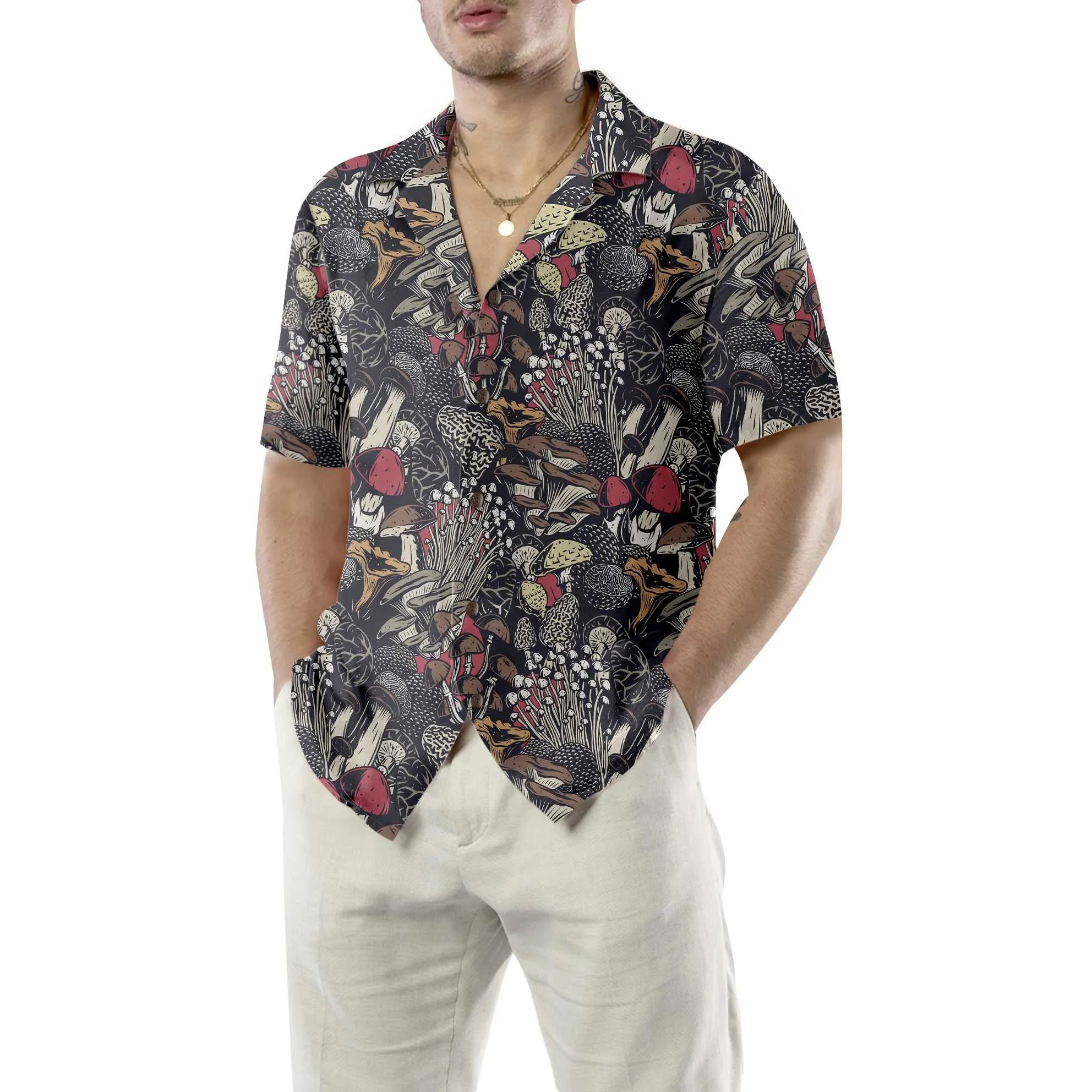 Mushroom Forest Hawaiian Shirt, Unique Mushroom Print Shirt For Men & Women