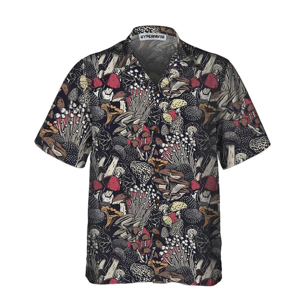 Mushroom Forest Hawaiian Shirt, Unique Mushroom Print Shirt For Men & Women