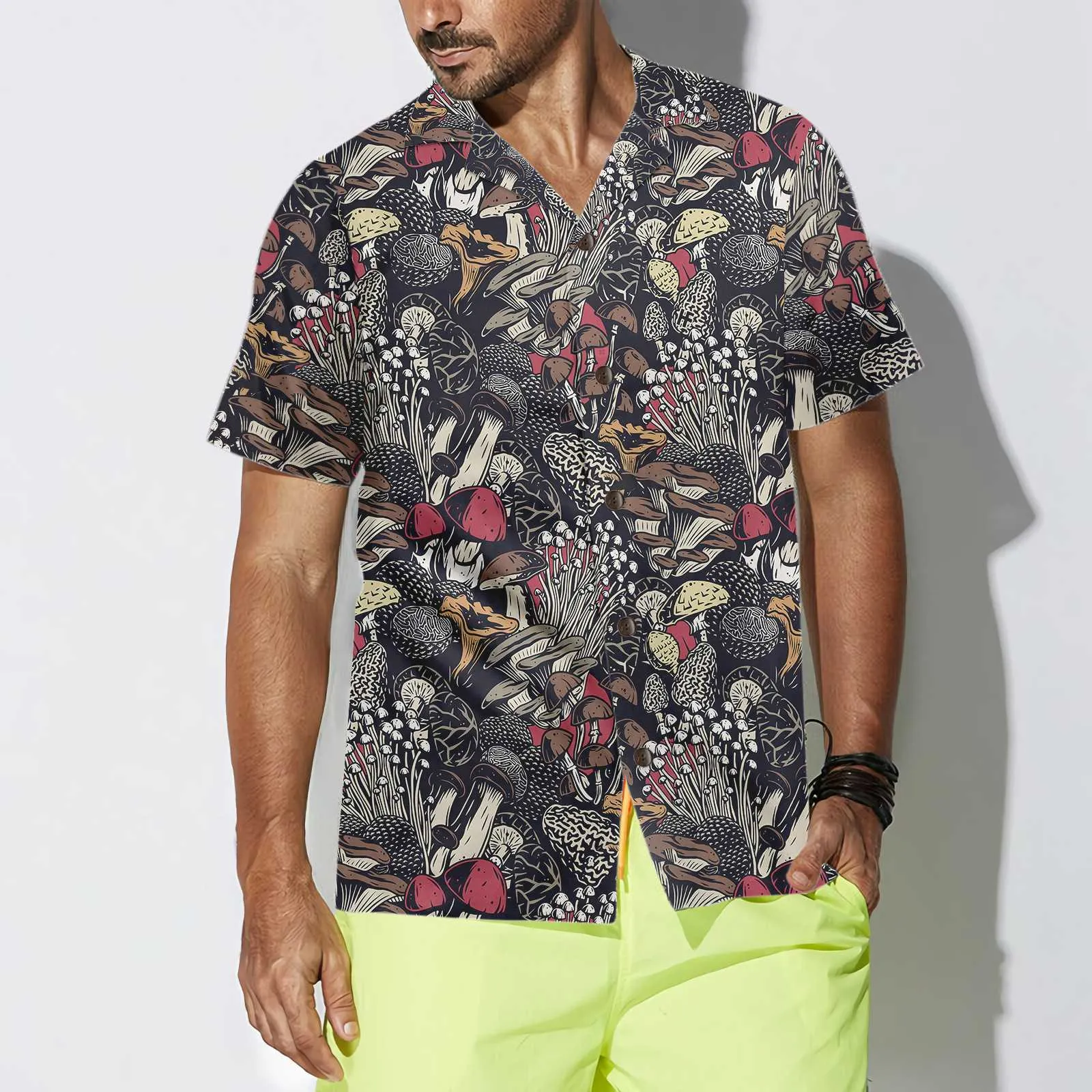 Mushroom Forest Hawaiian Shirt, Unique Mushroom Print Shirt For Men & Women