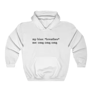 My Bias: *Breathes* Me: Omg Omg Omg  Hoodie - Trendy Winter Kpop Hoodies Kpop Fashion - Kpop Hooded Sweater