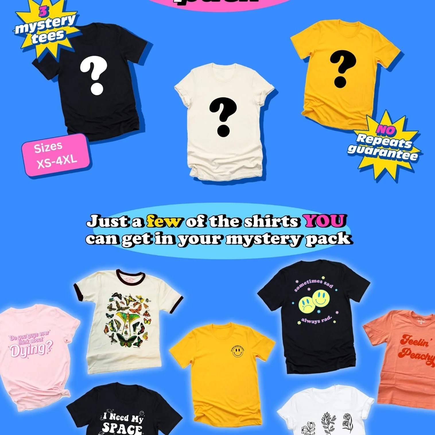 Mystery Tee Pack 3 Tees Only $33.00 QTY Limited  Grab It.