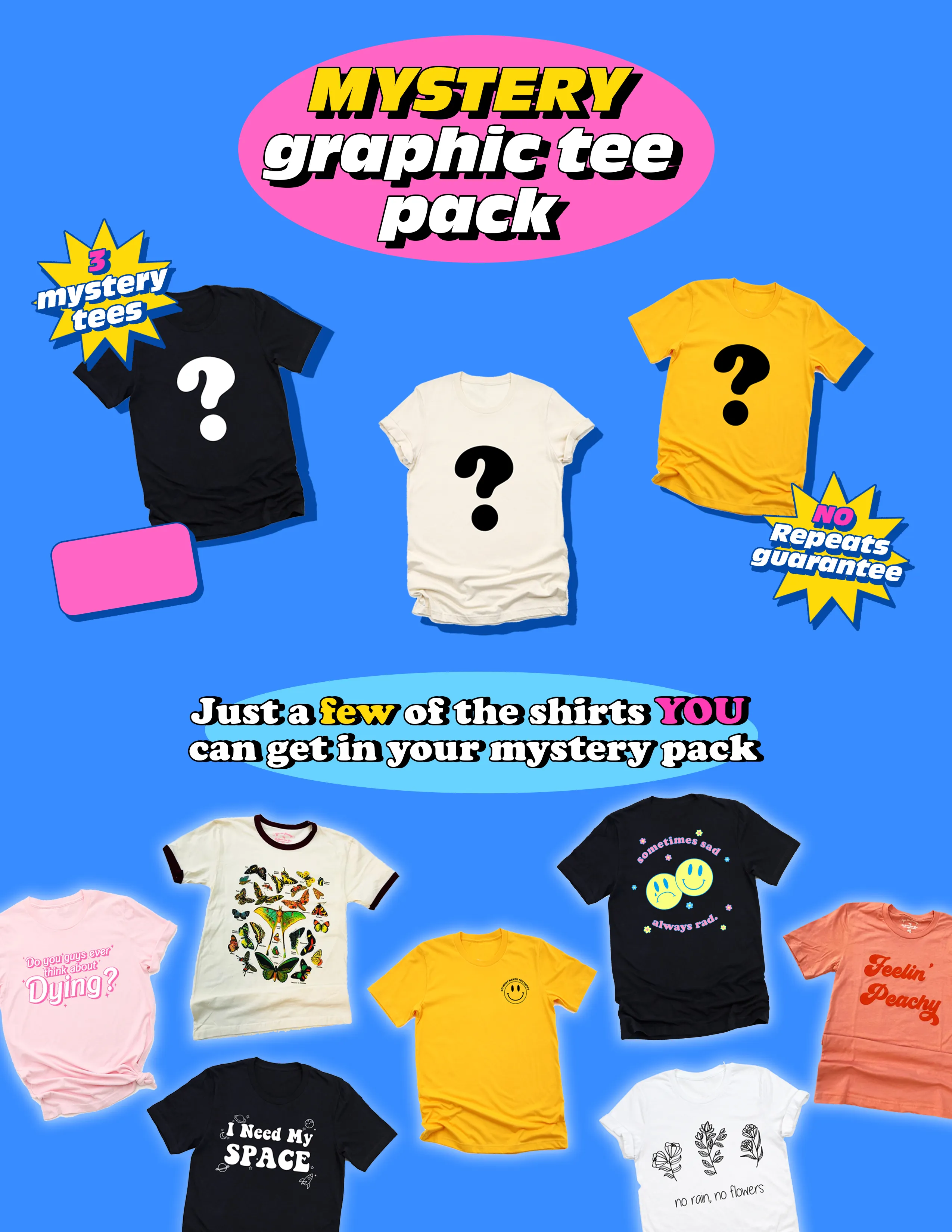Mystery Tee Pack 3 Tees Only $33.00 QTY Limited  Grab It.