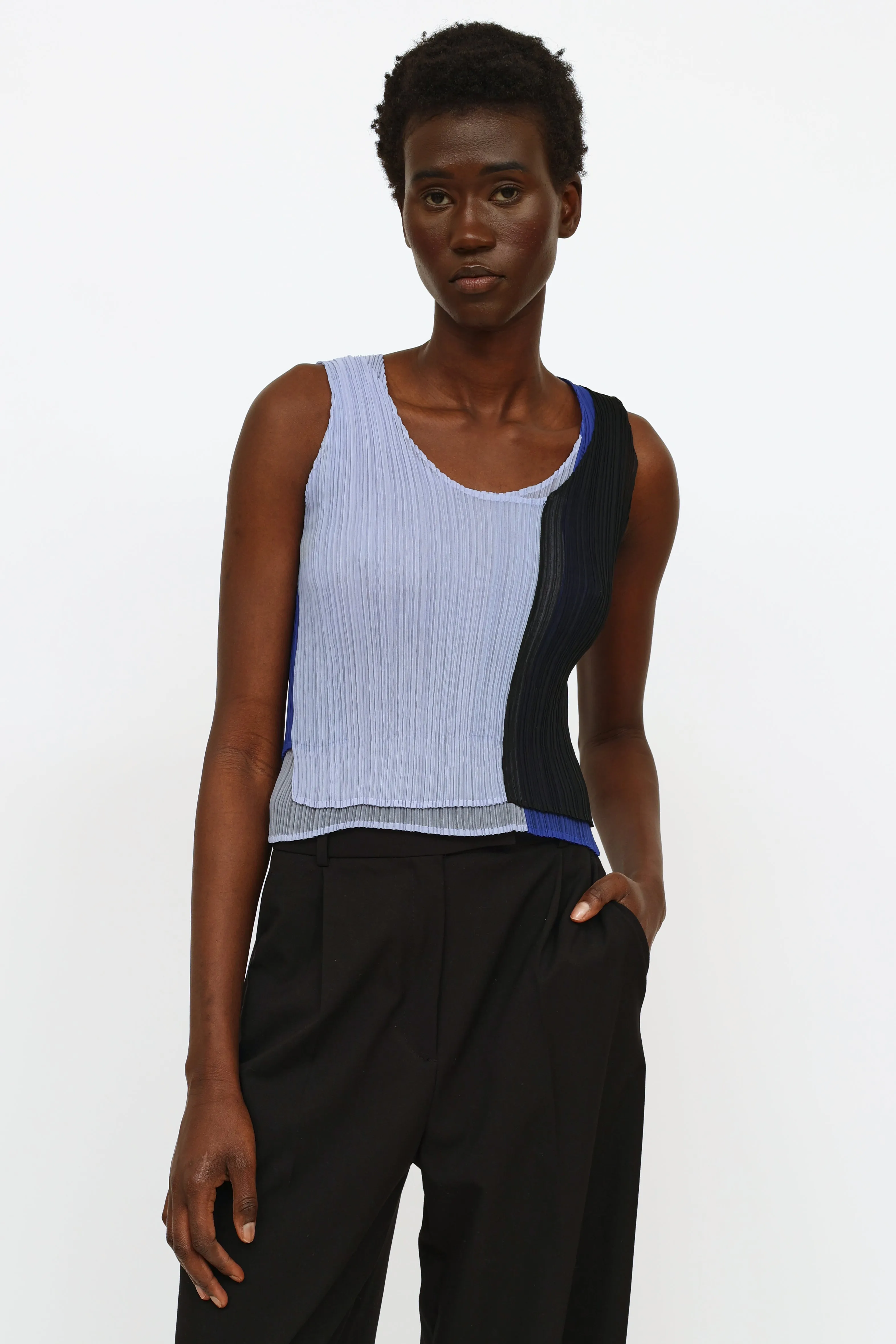 Navy & Blue Pleated 2 Piece Set