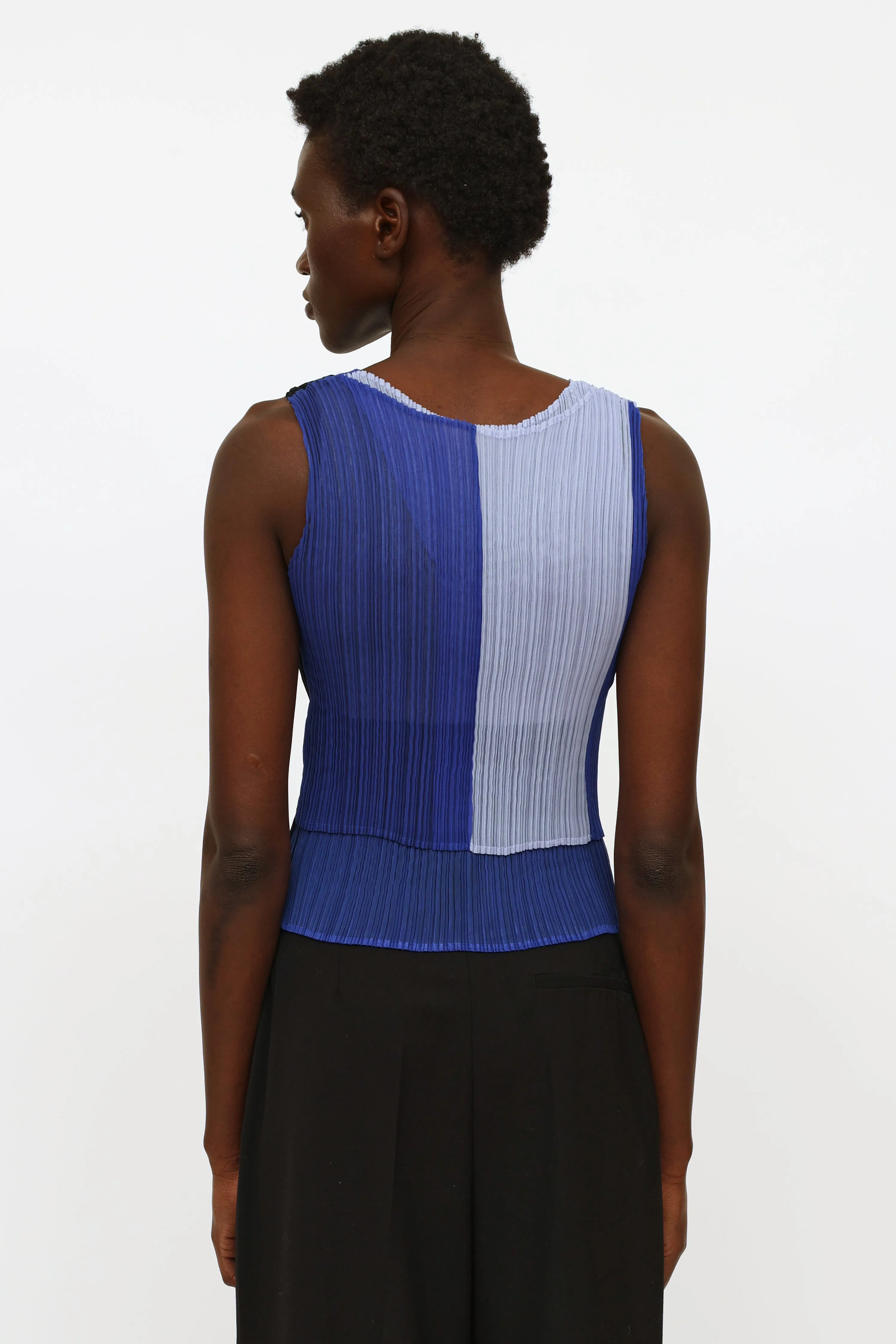 Navy & Blue Pleated 2 Piece Set