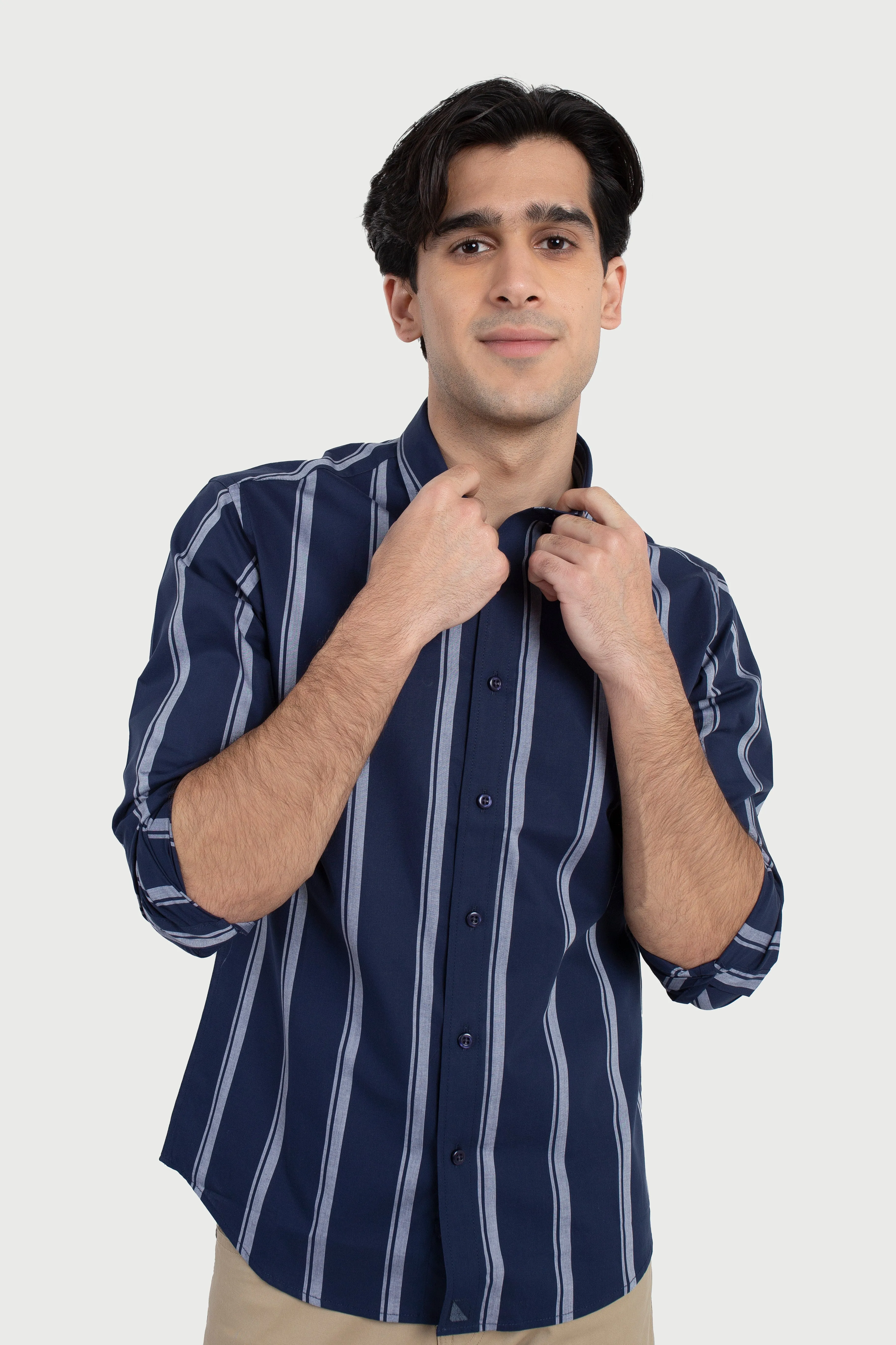 Navy Chalk stripes