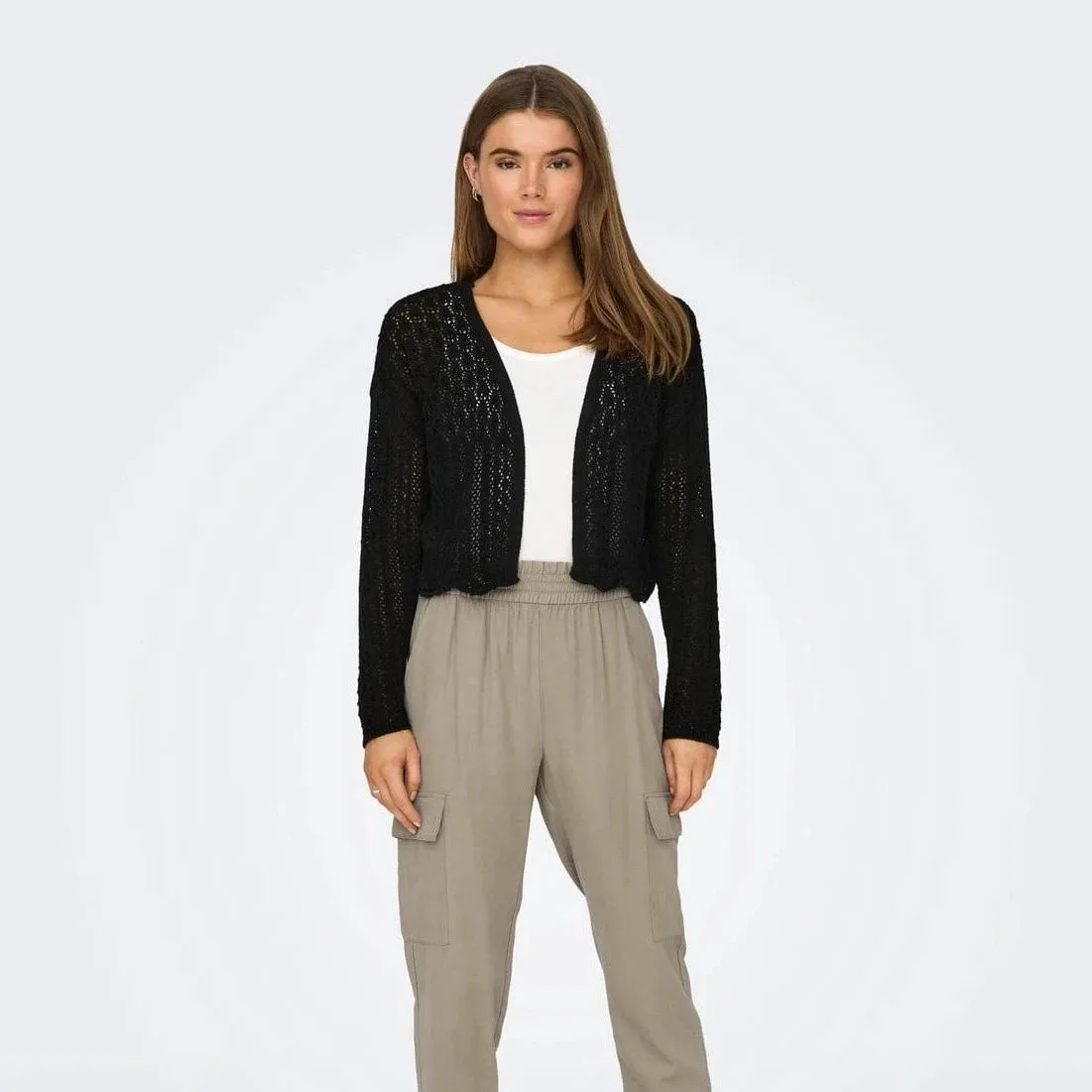 ONLY Cropped Knit Cardigan in Black