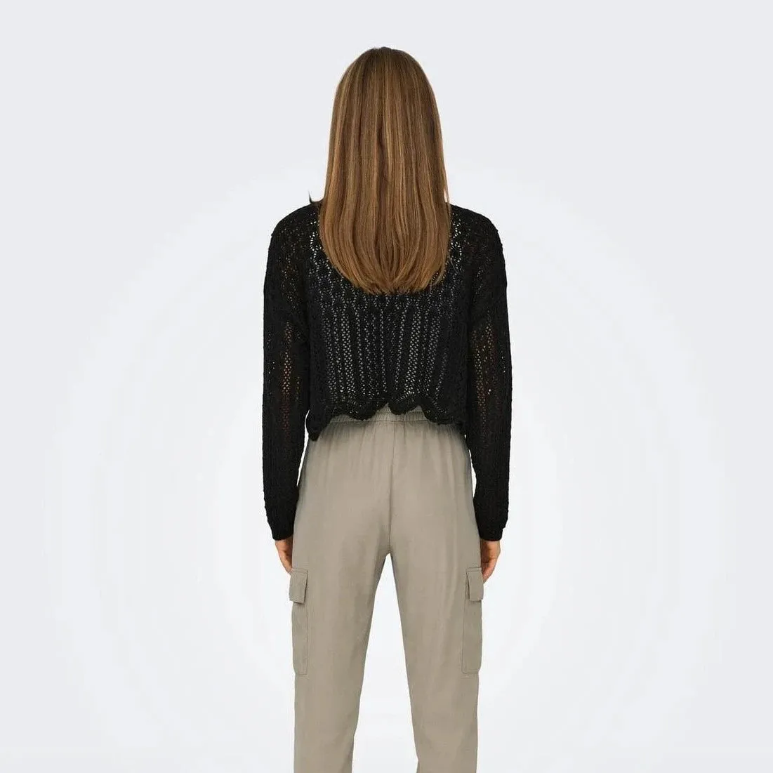 ONLY Cropped Knit Cardigan in Black
