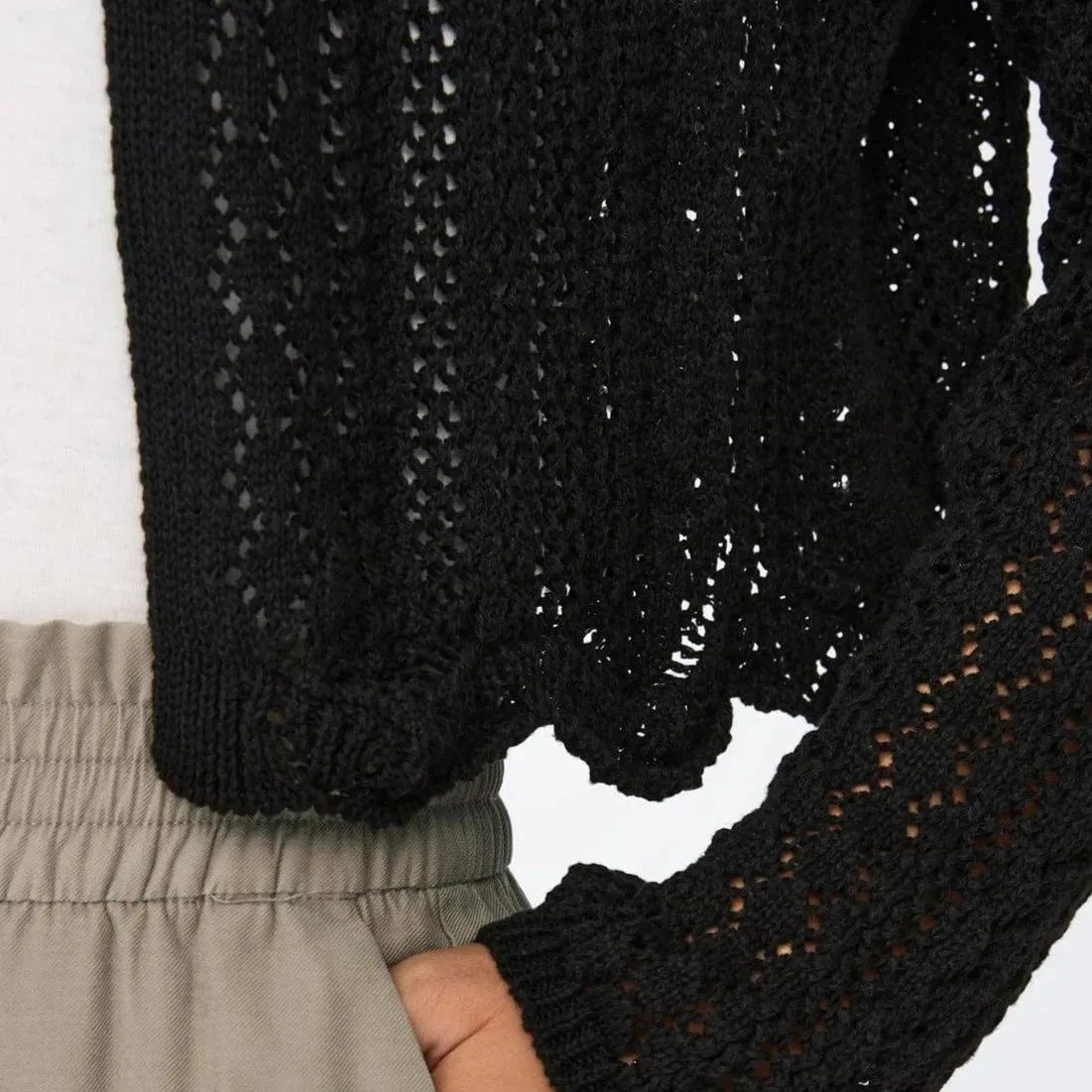 ONLY Cropped Knit Cardigan in Black