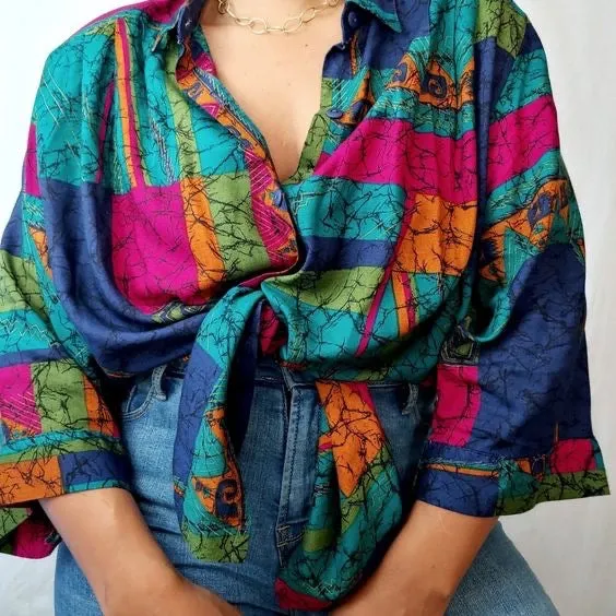 OTTO KERN BUTTON UP VINTAGE SHIRT - UK 14