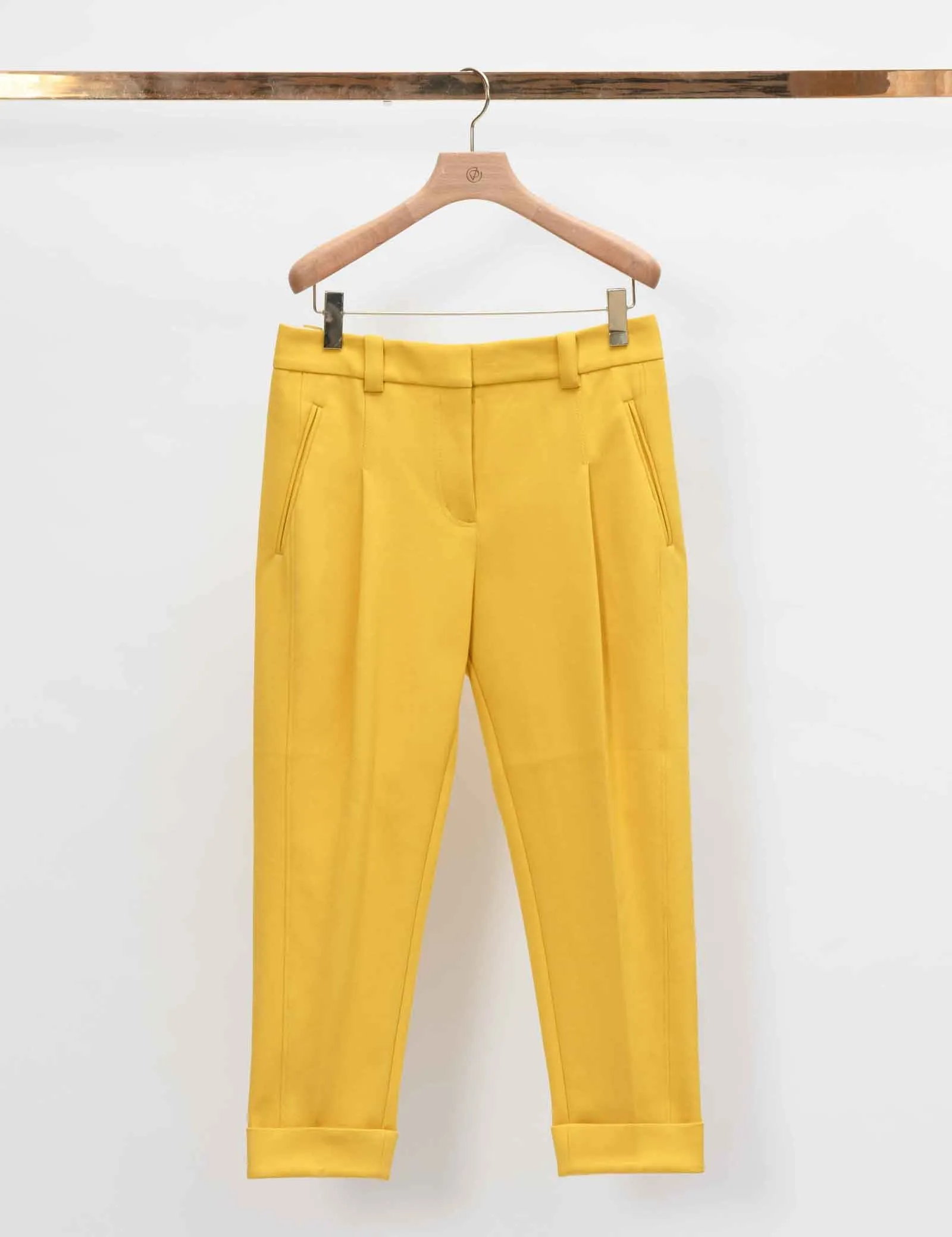 Pleat Front Tapered Cuffed Tailored Trouser
