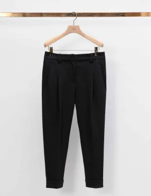 Pleat Front Tapered Cuffed Tailored Trouser