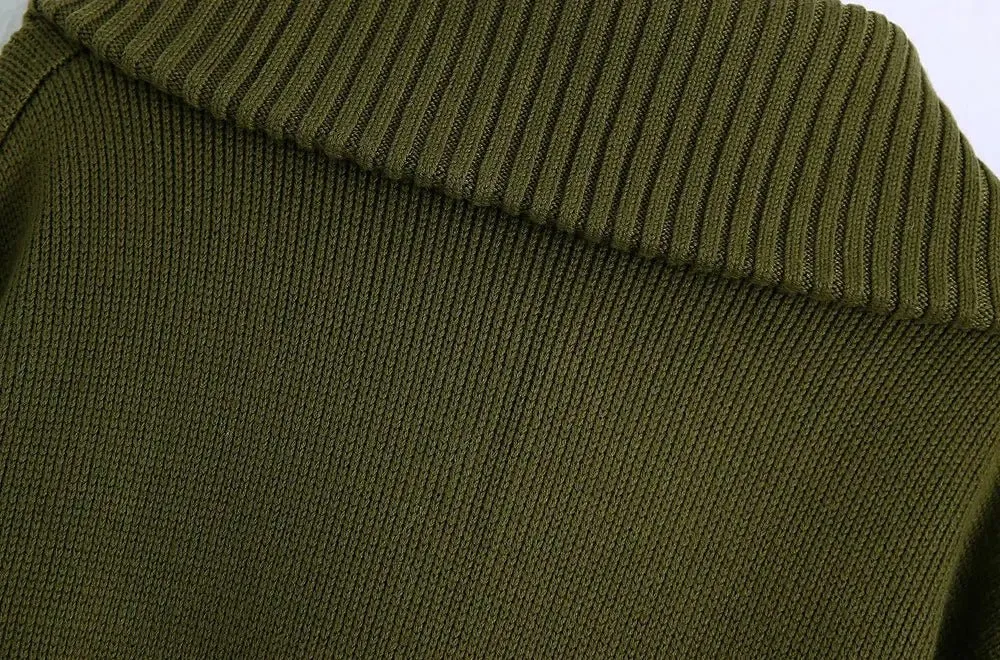 Pre Order:  Double Pockets Loose Knit Sweater