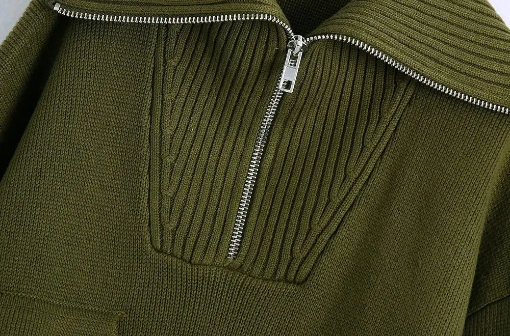Pre Order:  Double Pockets Loose Knit Sweater