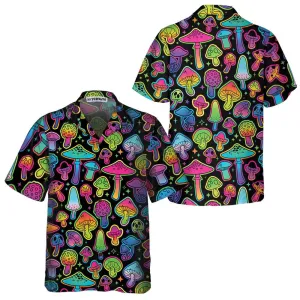 Psychedelic Mushroom Pattern Hawaiian Shirt, Printed Trippy Mushroom Shirt For Men & Women