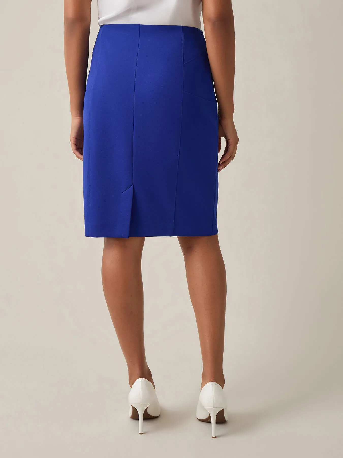 Pull-On Knee-Length Skirt, Royal Signature