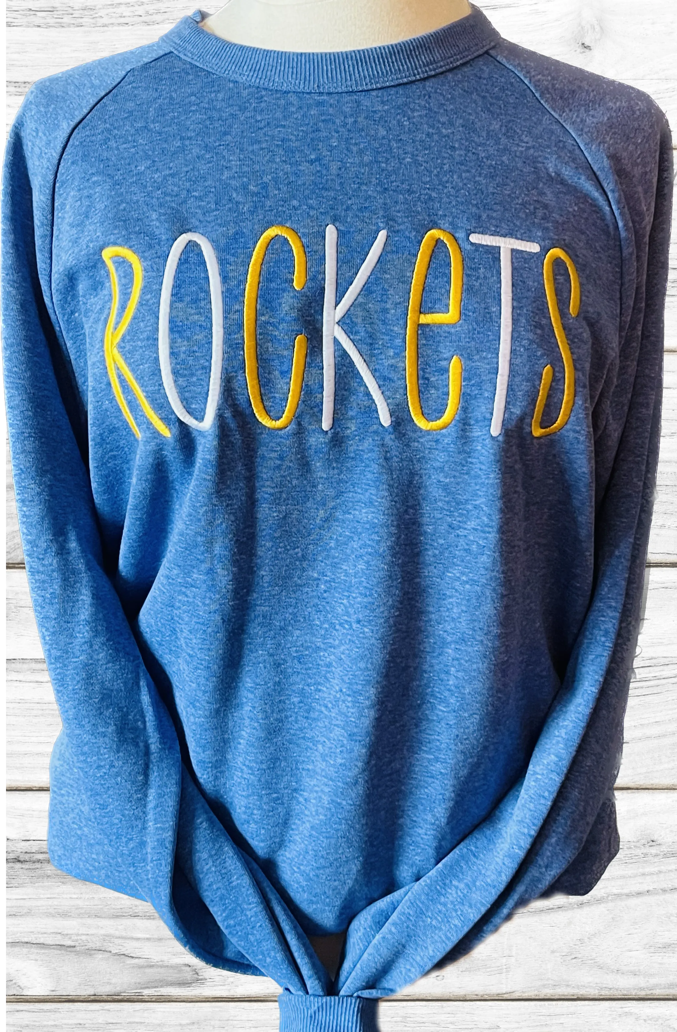R-O-C-K-E-T-S Embroidered Royal Crew with Athletic Gold & White Text
