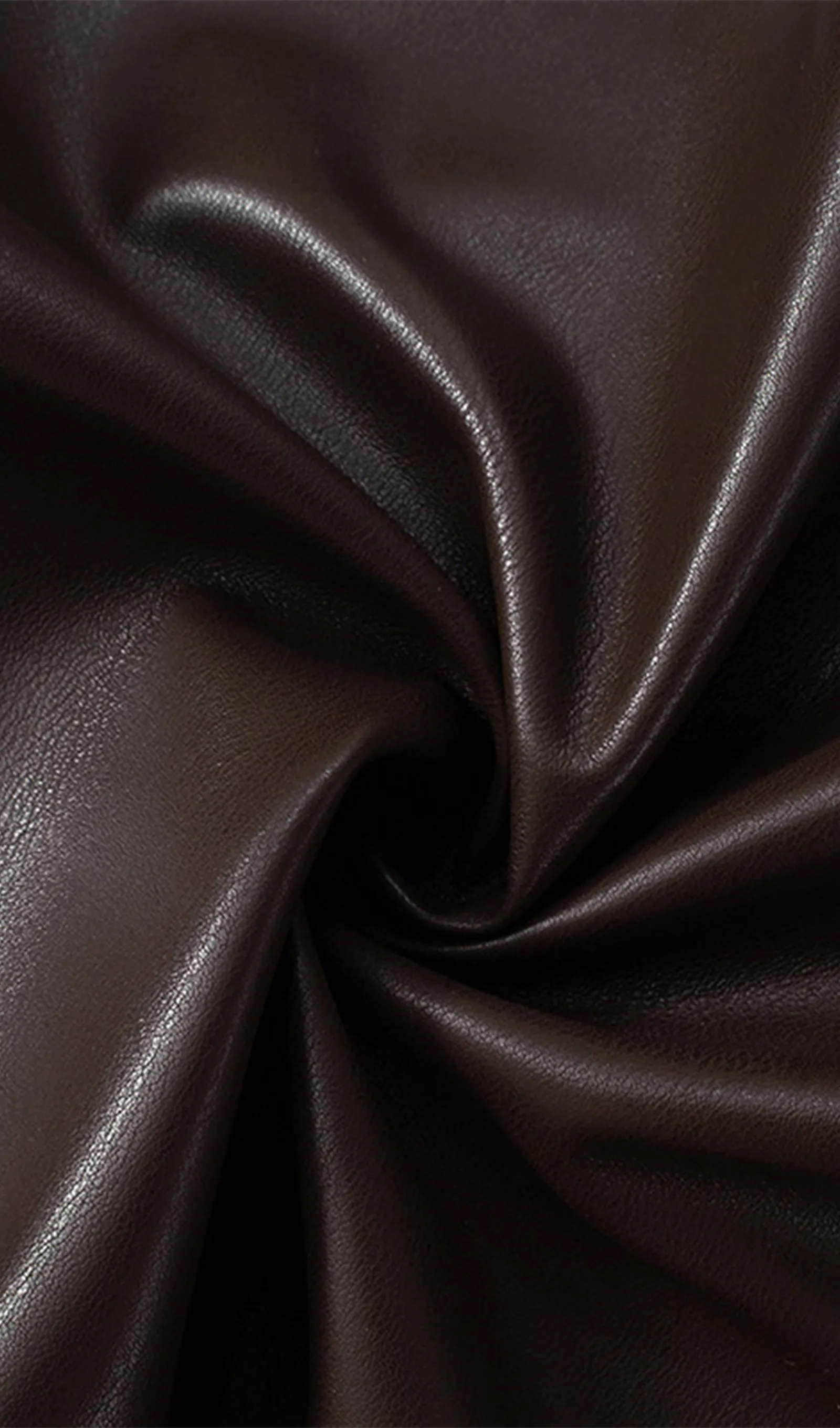 Solid Leather Asymmetric Top-Brown